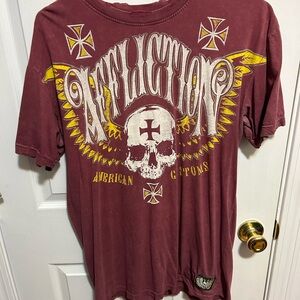 Affliction Men's Maroon Graphic T-Shirt